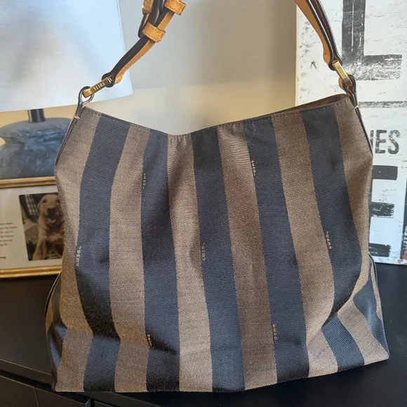 Authentic Fendi Pequin Striped Hobo Bag - Picture 2 of 9